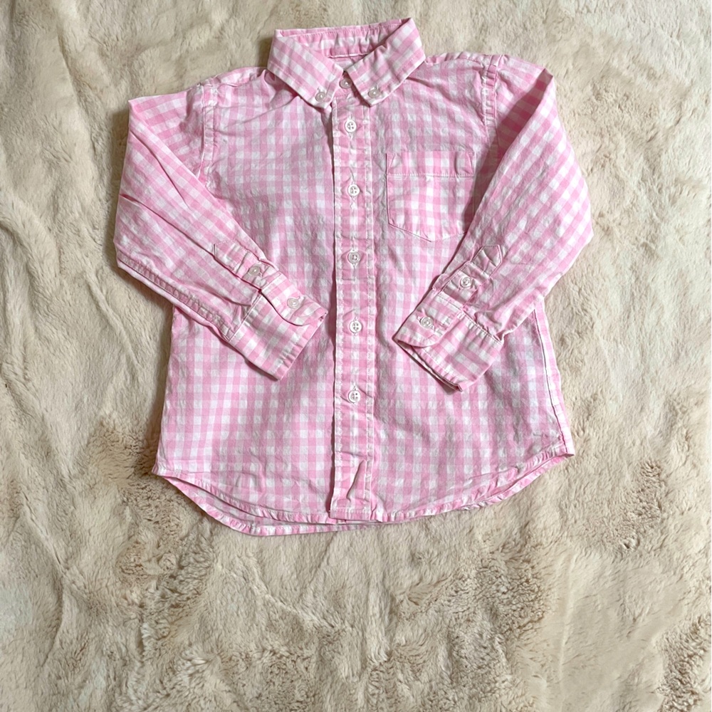 Crewcuts (j.crew) boys pink long sleeve button up shirt sz 2